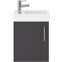 Nuie Vault 400mm Wall Hung Cabinet & Basin - Gloss Grey, Grey