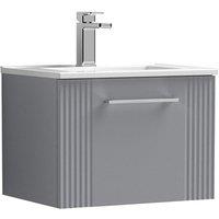 Nuie Deco 500mm Wall Hung Single Drawer Vanity & Basin 2 - Satin Grey, Grey