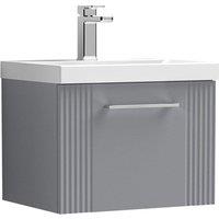 Nuie Deco 500mm Wall Hung Single Drawer Vanity & Basin 3 - Satin Grey, Grey
