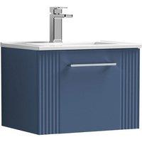 Nuie Deco 500mm Wall Hung Single Drawer Vanity & Basin 2 - Satin Blue, Blue