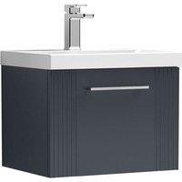 Nuie Deco 500mm Wall Hung Single Drawer Vanity & Basin 1 - Satin Anthracite, Grey