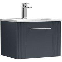 Nuie Deco 500mm Wall Hung Single Drawer Vanity & Basin 2 - Satin Anthracite, Grey