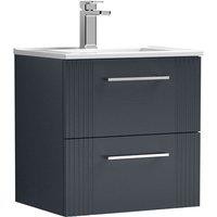 Nuie Deco 500mm Wall Hung 2 Drawer Vanity & Basin 2 - Satin Anthracite, Grey