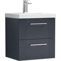 Nuie Deco 500mm Wall Hung 2 Drawer Vanity & Basin 3 - Satin Anthracite, Grey