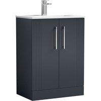 Nuie Deco 600mm Floor Standing 2 Door Vanity & Basin 2 - Satin Anthracite, Grey