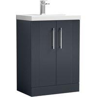 Nuie Deco 600mm Floor Standing 2 Door Vanity & Basin 3 - Satin Anthracite, Grey