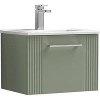 Nuie Deco 500mm Wall Hung Single Drawer Vanity & Basin 2 - Satin Reed Green, Green