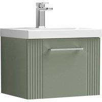 Nuie Deco 500mm Wall Hung Single Drawer Vanity & Basin 3 - Satin Reed Green, Green