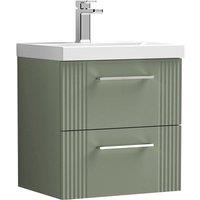 Nuie Deco 500mm Wall Hung 2 Drawer Vanity & Basin 3 - Satin Reed Green, Green