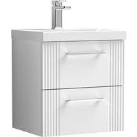 Nuie Deco 500mm Wall Hung 2 Drawer Vanity & Basin 1 - Satin White, White