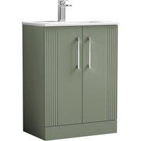 Nuie Deco 600mm Floor Standing 2 Door Vanity & Basin 2 - Satin Reed Green, Green