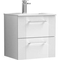 Nuie Deco 500mm Wall Hung 2 Drawer Vanity & Basin 2 - Satin White, White