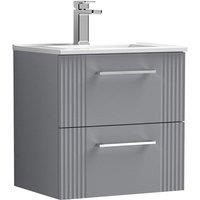 Nuie Deco 500mm Wall Hung 2 Drawer Vanity & Basin 2 - Satin Grey, Grey