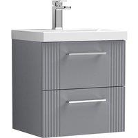 Nuie Deco 500mm Wall Hung 2 Drawer Vanity & Basin 3 - Satin Grey, Grey