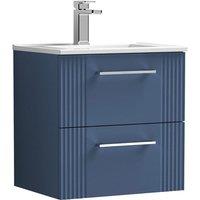 Nuie Deco 500mm Wall Hung 2 Drawer Vanity & Basin 2 - Satin Blue, Blue