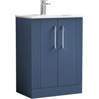 Nuie Deco 600mm Floor Standing 2 Door Vanity & Basin 2 - Satin Blue, Blue