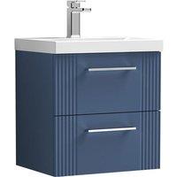 Nuie Deco 500mm Wall Hung 2 Drawer Vanity & Basin 3 - Satin Blue, Blue