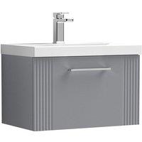 Nuie Deco 600mm Wall Hung Single Drawer Vanity & Basin 3 - Satin Grey, Grey