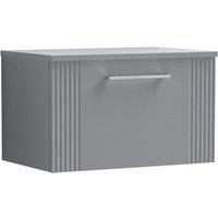 Nuie Deco 600mm Wall Hung Single Drawer Vanity & Worktop - Satin Grey, Grey