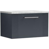 Nuie Deco 600mm Wall Hung Single Drawer Vanity & Bellato Grey Laminate Top - Satin Anthracite, Grey