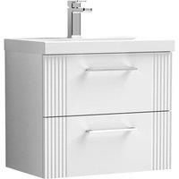 Nuie Deco 600mm Wall Hung 2 Drawer Vanity & Basin 1 - Satin White, White