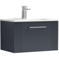 Nuie Deco 600mm Wall Hung Single Drawer Vanity & Basin 2 - Satin Anthracite, Grey