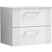 Nuie Deco 600mm Wall Hung 2 Drawer Vanity & Worktop - Satin White, White