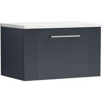 Nuie Deco 600mm Wall Hung Single Drawer Vanity & Sparkling White Laminate Top - Satin Anthracite, Grey
