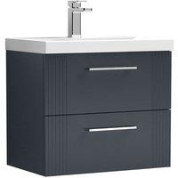 Nuie Deco 600mm Wall Hung 2 Drawer Vanity & Basin 3 - Satin Anthracite, Grey