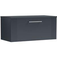 Nuie Deco 800mm Wall Hung Single Drawer Vanity & Worktop - Satin Anthracite