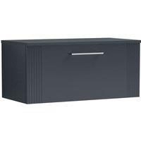 Nuie Deco 800mm Wall Hung Single Drawer Vanity & Worktop - Satin Anthracite, Grey