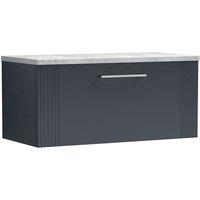 Nuie Deco 800mm Wall Hung Single Drawer Vanity & Bellato Grey Laminate Top - Satin Anthracite, Grey