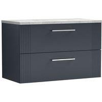 Nuie Deco 800mm Wall Hung 2 Drawer Vanity & Bellato Grey Laminate Top - Satin Anthracite, Grey