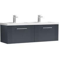 Nuie Deco 1200mm Wall Hung 2 Drawer Vanity & Double Polymarble Basin - Satin Anthracite, Grey