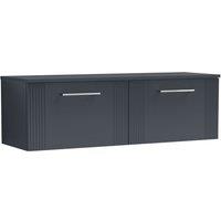 Nuie Deco 1200mm Wall Hung 2 Drawer Vanity & Worktop - Satin Anthracite, Grey