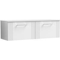 Nuie Deco 1200mm Wall Hung 2 Drawer Vanity & Worktop - Satin White, White