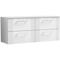 Nuie Deco 1200mm Wall Hung 4 Drawer Vanity & Worktop - Satin White, White