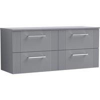 Nuie Deco 1200mm Wall Hung 4 Drawer Vanity & Worktop - Satin Grey, Grey