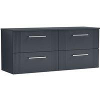 Nuie Deco 1200mm Wall Hung 4 Drawer Vanity & Worktop - Satin Anthracite, Grey