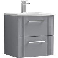 Nuie Deco 500mm Wall Hung 2 Drawer Vanity & Basin 4 - Satin Grey, Grey