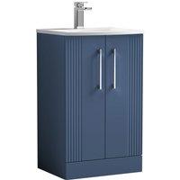 Nuie Deco 500mm Floor 2 Door Vanity & Basin 4 - Satin Blue, Blue