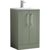 Nuie Deco 500mm Floor Standing 2 Door Vanity & Basin 4 - Satin Reed Green, Green