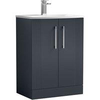 Nuie Deco 600mm Floor Standing 2 Door Vanity & Basin 4 - Satin Anthracite, Grey