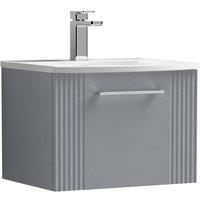 Nuie Deco 500mm Wall Hung Single Drawer Vanity & Basin 4 - Satin Grey, Grey