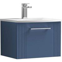 Nuie Deco 500mm Wall Hung Single Drawer Vanity & Basin 4 - Satin Blue, Blue
