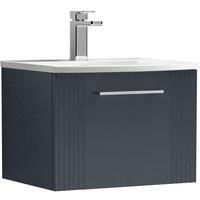 Nuie Deco 500mm Wall Hung Single Drawer Vanity & Basin 4 - Satin Anthracite, Grey