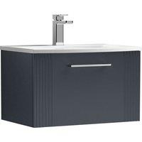 Nuie Deco 600mm Wall Hung Single Drawer Vanity & Basin 4 - Satin Anthracite, Grey