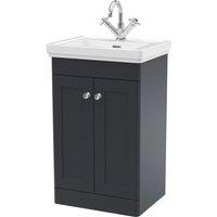 Nuie Classique 500mm Floor Standing 2-door Unit & Basin 1 Tap Hole - Satin Anthracite, Grey