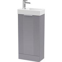 Nuie Deco Compact 400mm Floor Standing Cabinet & Basin - Satin Grey, Grey
