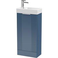 Nuie Deco Compact 400mm Floor Standing Cabinet & Basin - Satin Blue, Blue